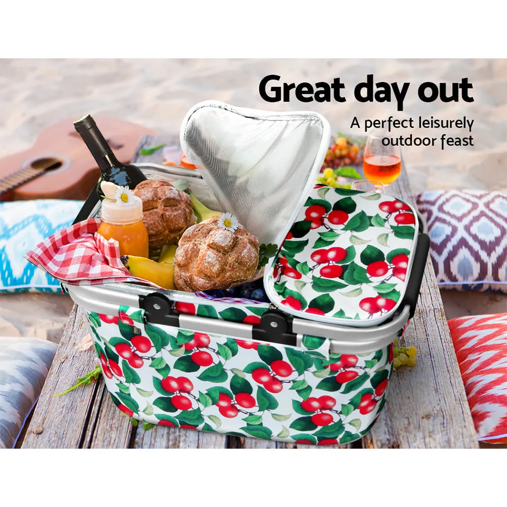 Alfresco Picnic Bag Basket Hamper Camping Hiking Insulated Lunch Cooler Folding