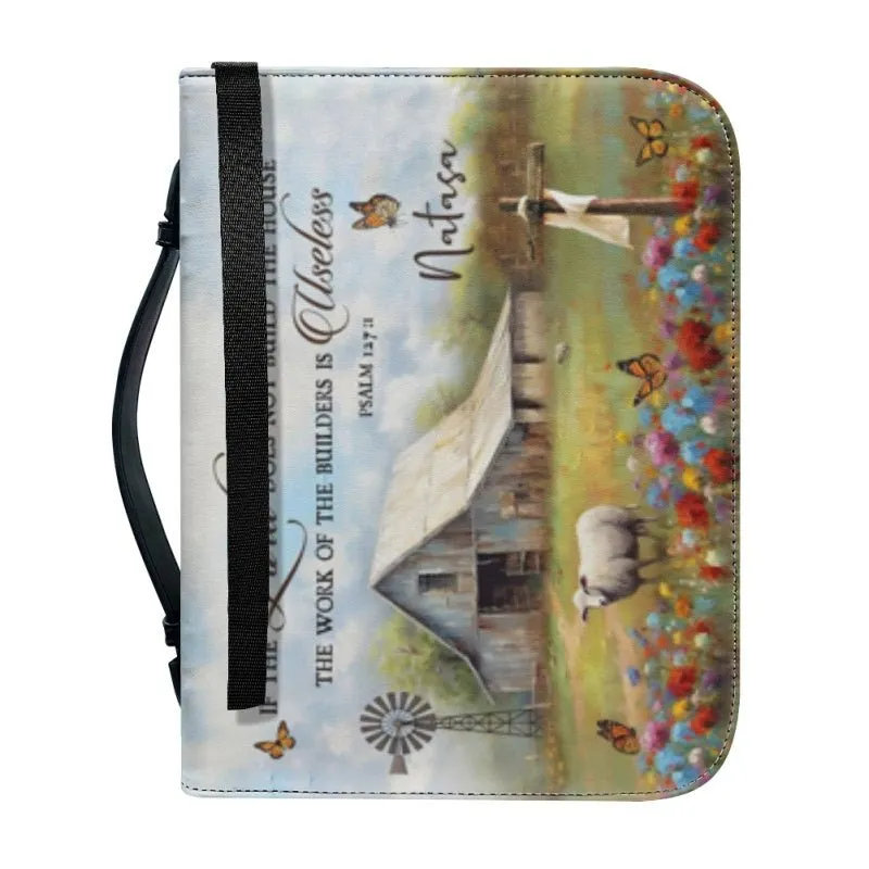 Bible Cover with Inspirational Psalm Verse - Customizable Name - Faith-Inspired Design with Dove & Rustic Imagery, CAB08270224.