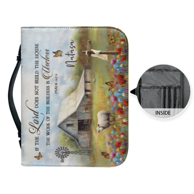 Bible Cover with Inspirational Psalm Verse - Customizable Name - Faith-Inspired Design with Dove & Rustic Imagery, CAB08270224.