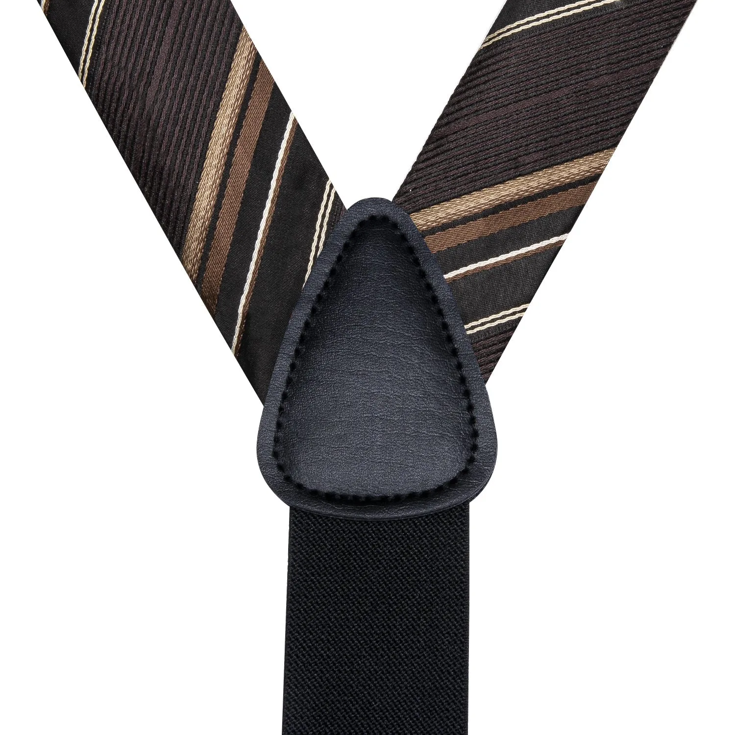 Black Brown Y Back Brace Clip-on Men's Suspender with Bow Tie Set