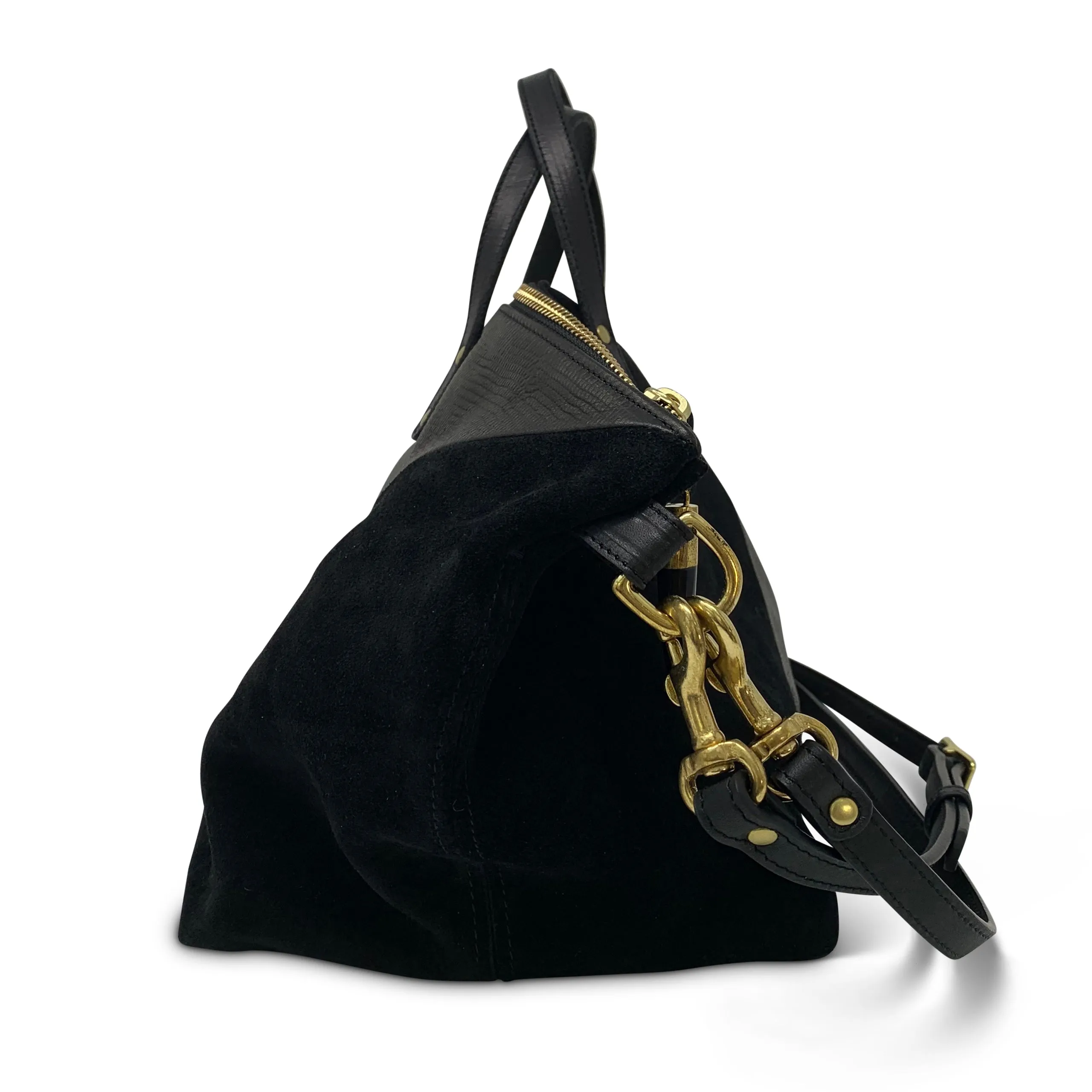 Black Petite Lizard Black Suede Devon Holdall