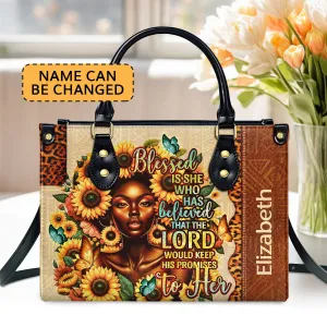 Blessed Is She Custom Name Leather Handbags For Women