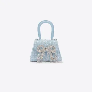 Blue Boucle Micro Bow Bag