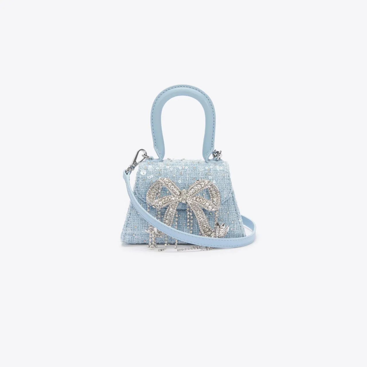 Blue Boucle Micro Bow Bag