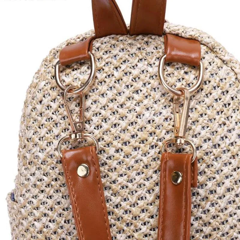 Bohemian Straw Hollow Out Set Backpack   Shoulder Bag   Clutch