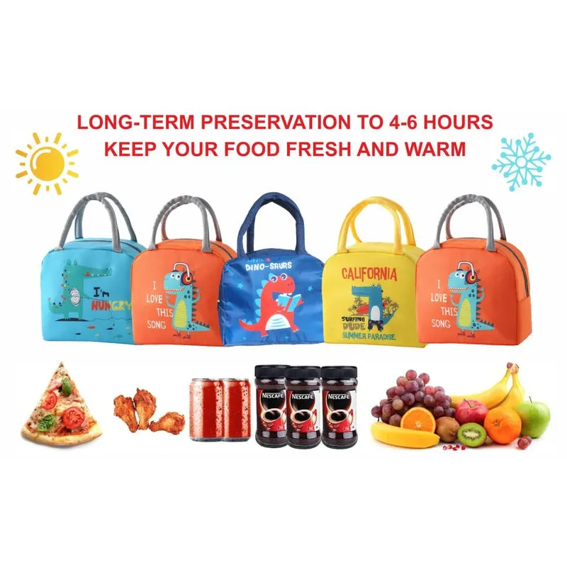 Cartoon Theme Insulated Thermal Lunch Box Bags - Assorted Colours