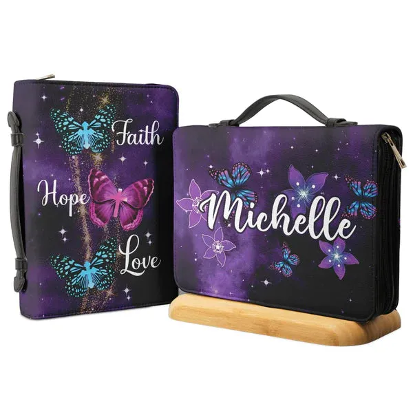 Christianart Bible Cover - Faith Hope Love Purple Butterfly - Personalized Gifts for Pastor - Gifts For Women - CABBBCV05060324.