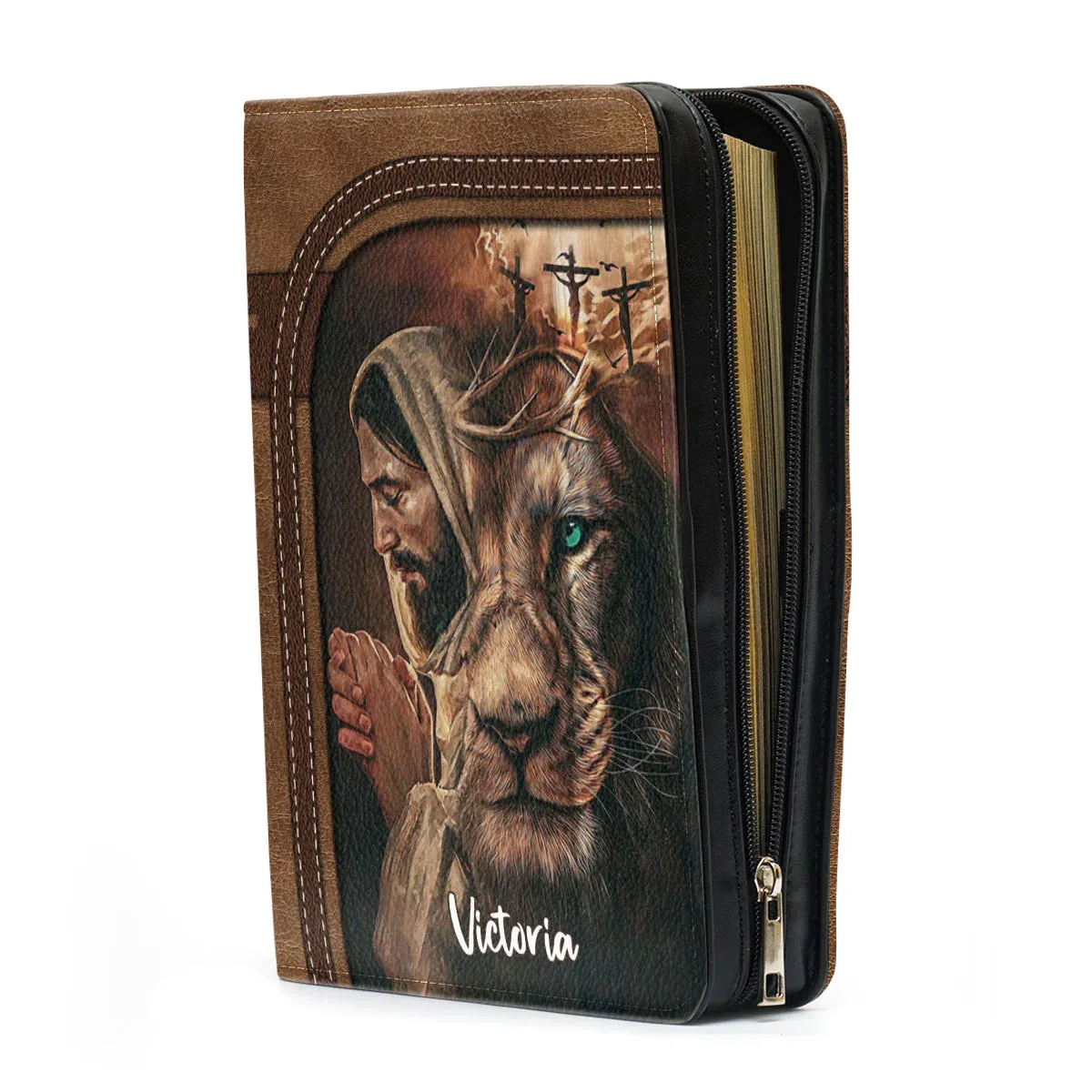 Christianart Bible Cover - His Life Saved My Life - Personalized Bible Cover - Bible Cover For Men - CABBBCV15080324.