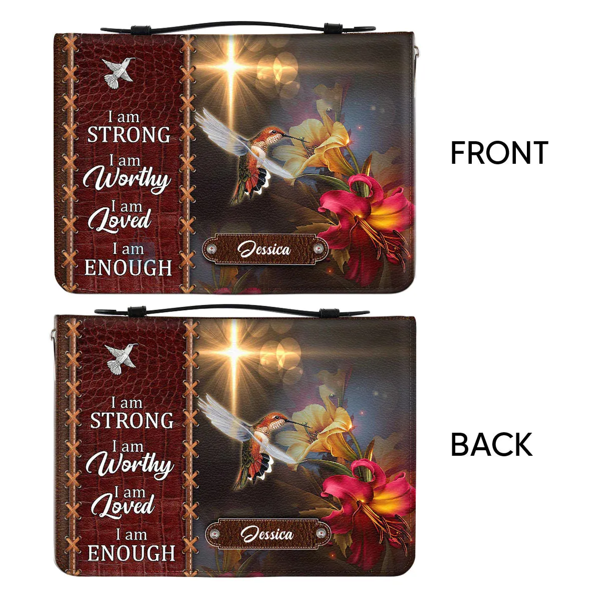 Christianart Bible Cover - I Am Enough - Personalized Bible Cover - Bible Cover For Women - CABBBCV30070424.