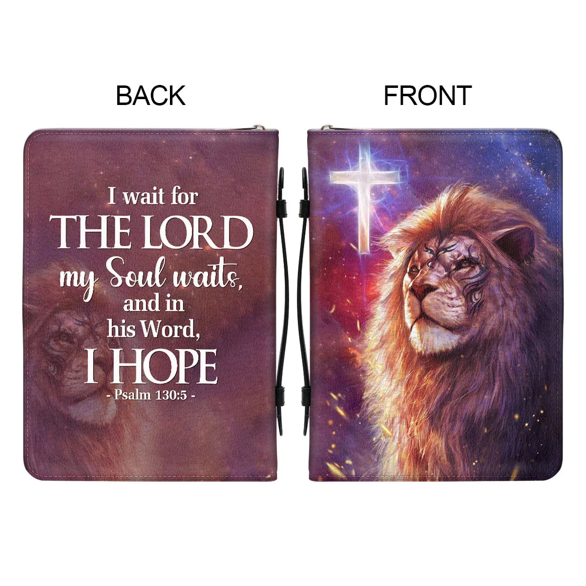 Christianart Bible Cover - I Wait For The Lord My Soul Waits Psalm 130:5 - Personalized Gifts for Pastor - Personalized Bible Cover For Men - CABBBCV19060324.