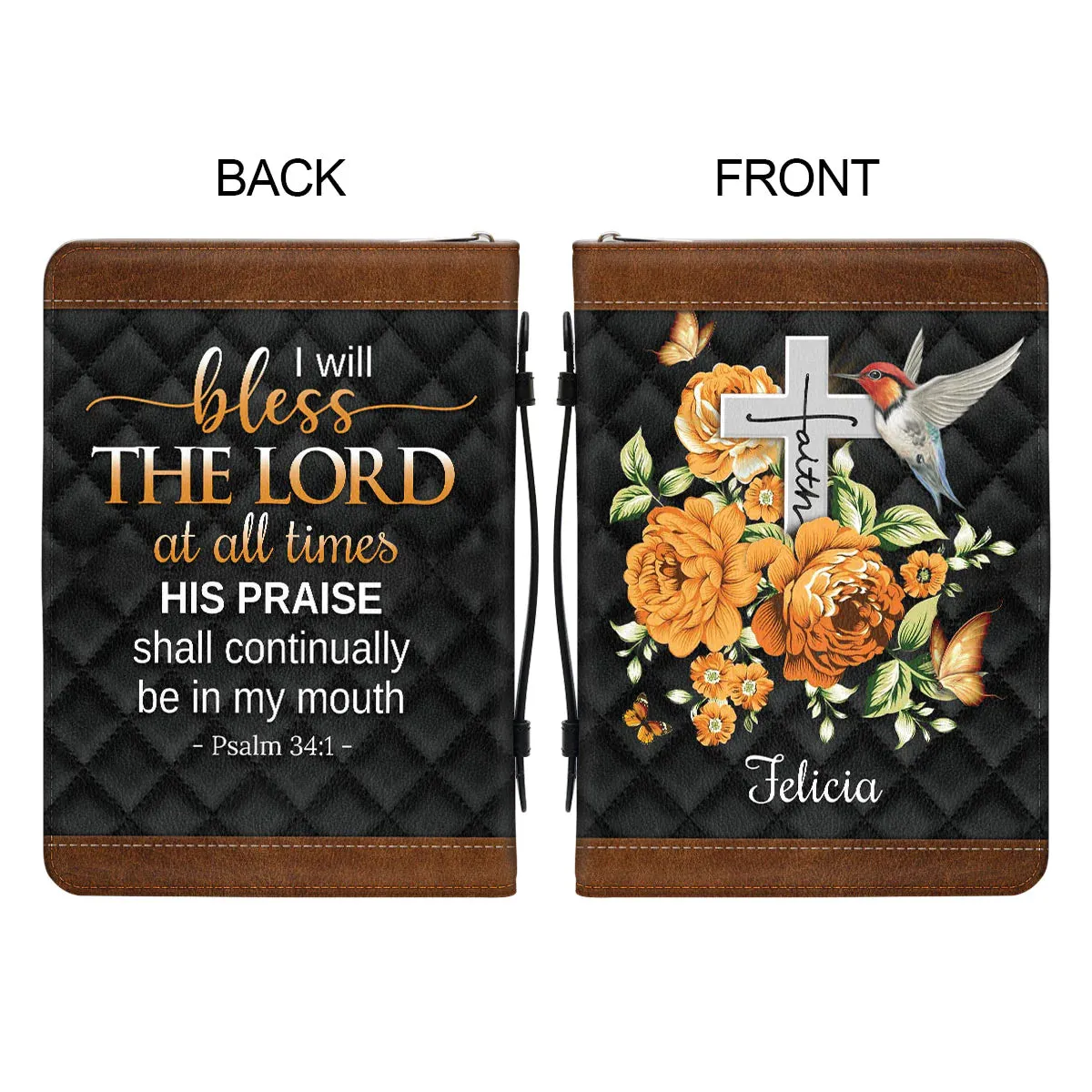 Christianart Bible Cover - I Will Bless The Lord At All Times - Personalized Bible Cover - Bible Cover For Women - CABBBCV25070324.