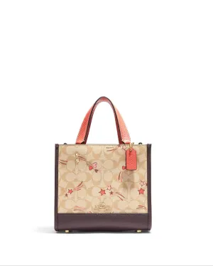 Coach Dempsey Tote 22 In Signature Canvas With Heart And Star Print