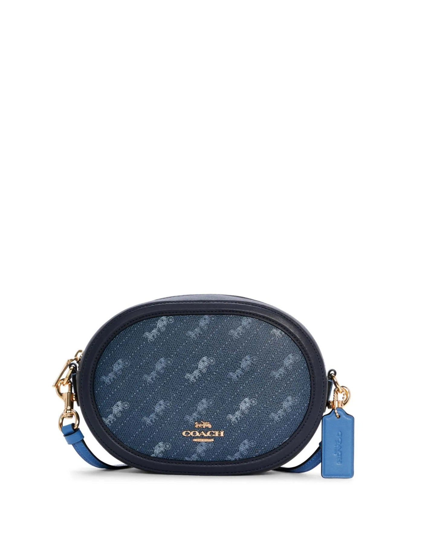 Coach Women's Denim Camera Bag With Horse And Carriage Dot Print