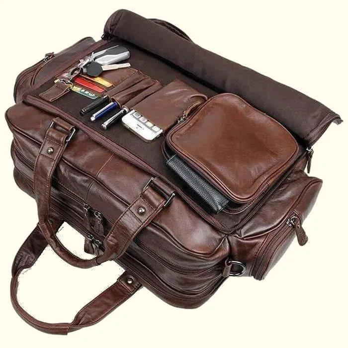 Cowhide Leather Business Travel Briefcase