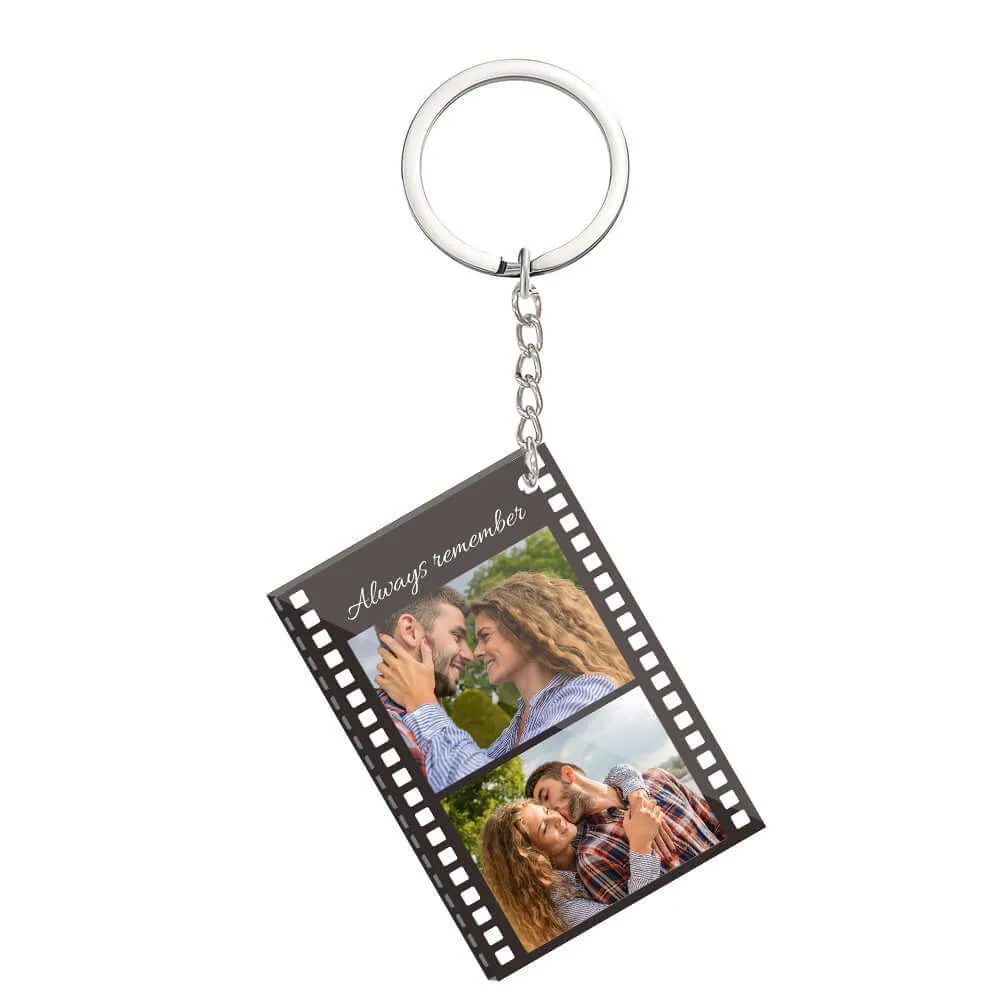 Custom Personalized Film Strip Photo Acrylic Keychain with Text