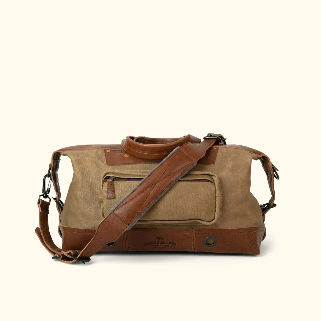 Dakota Waxed Canvas Weekend Bag | Field Khaki w/ Chestnut Brown Leather