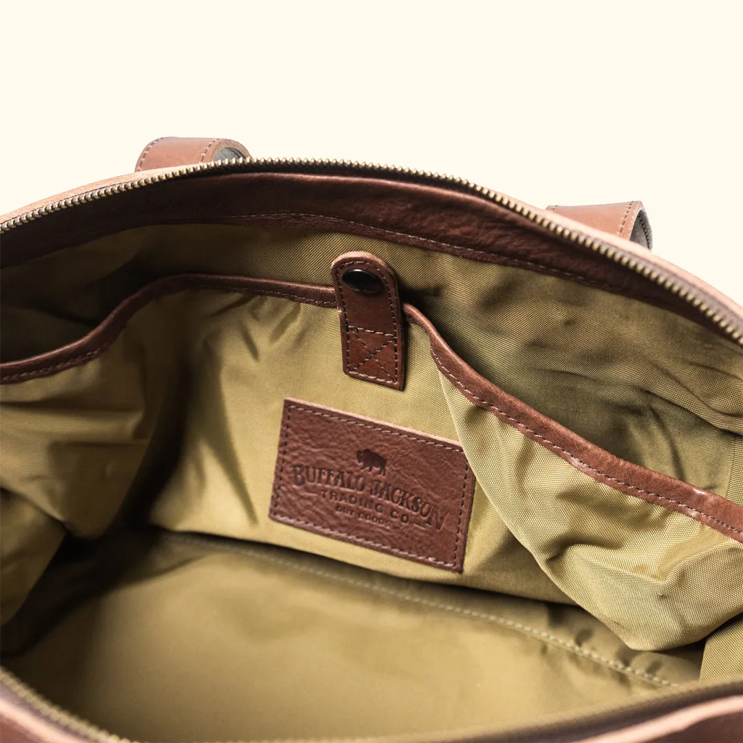 Dakota Waxed Canvas Weekend Bag | Field Khaki w/ Chestnut Brown Leather