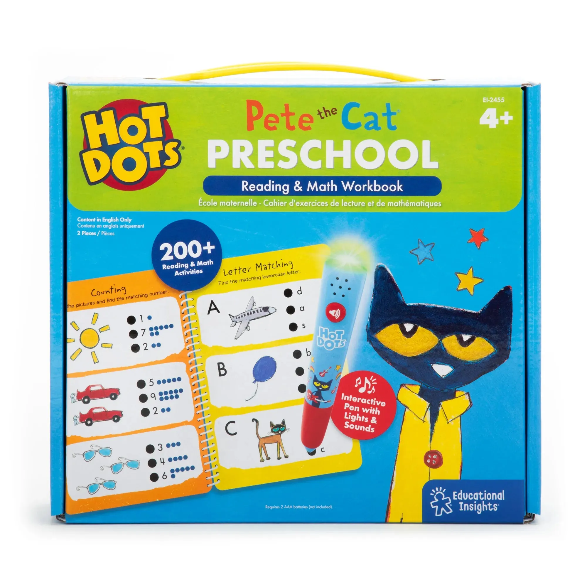 Educational Insights - Hot Dots - Pete the Cat - Preschool Reading & Math Workbook