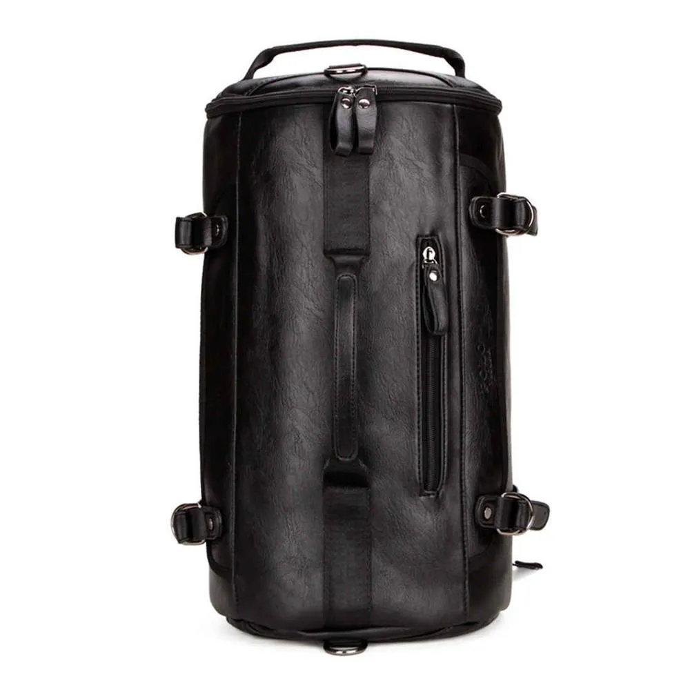 Elegant Large Capacity Leather Duffle Backpack