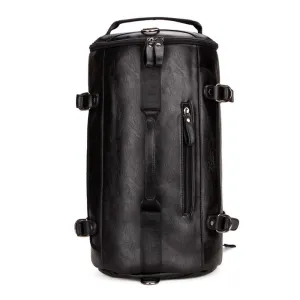 Elegant Large Capacity Leather Duffle Backpack