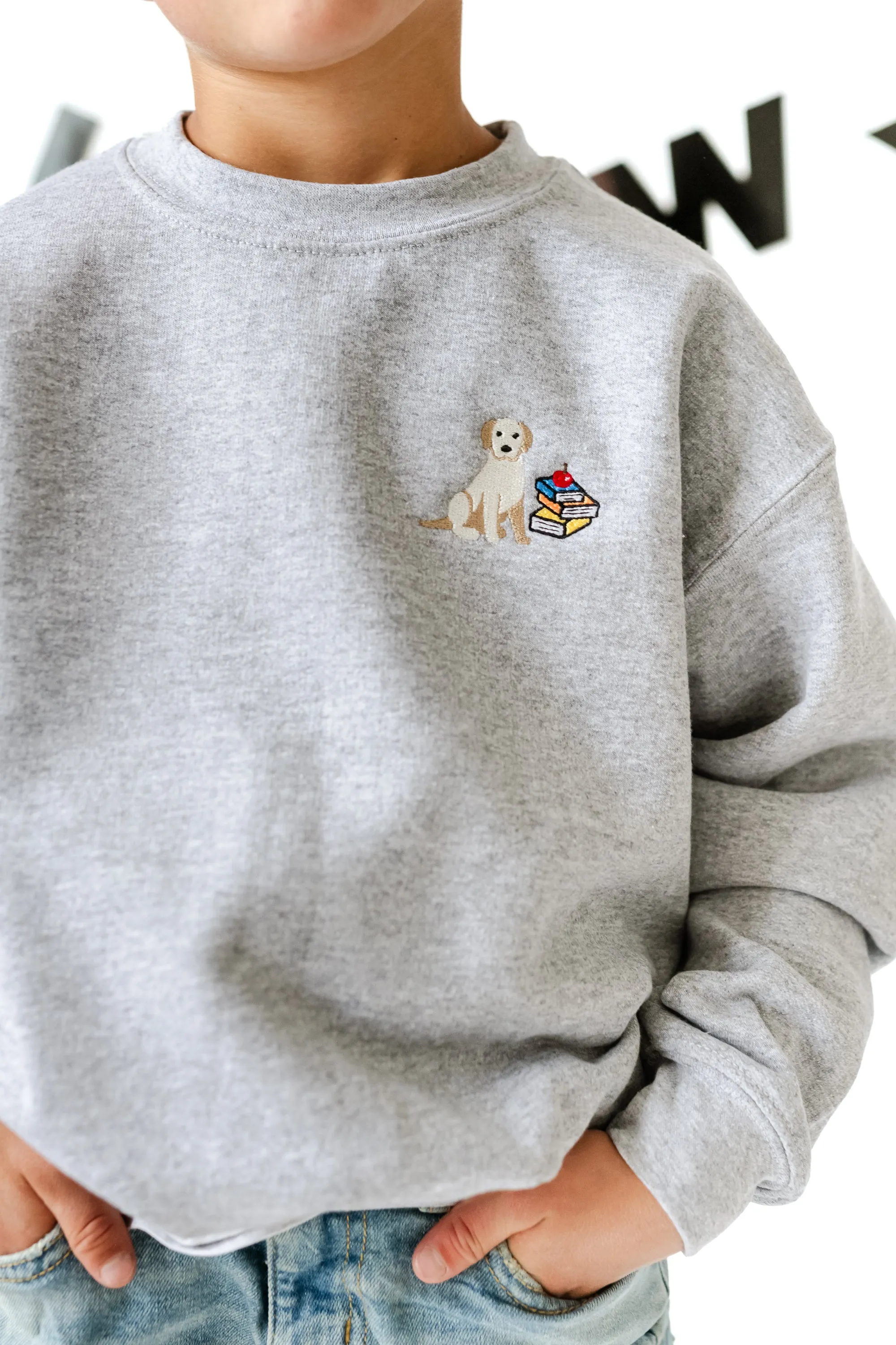 EMBROIDERED - SCHOOL PUP - Child Sweater