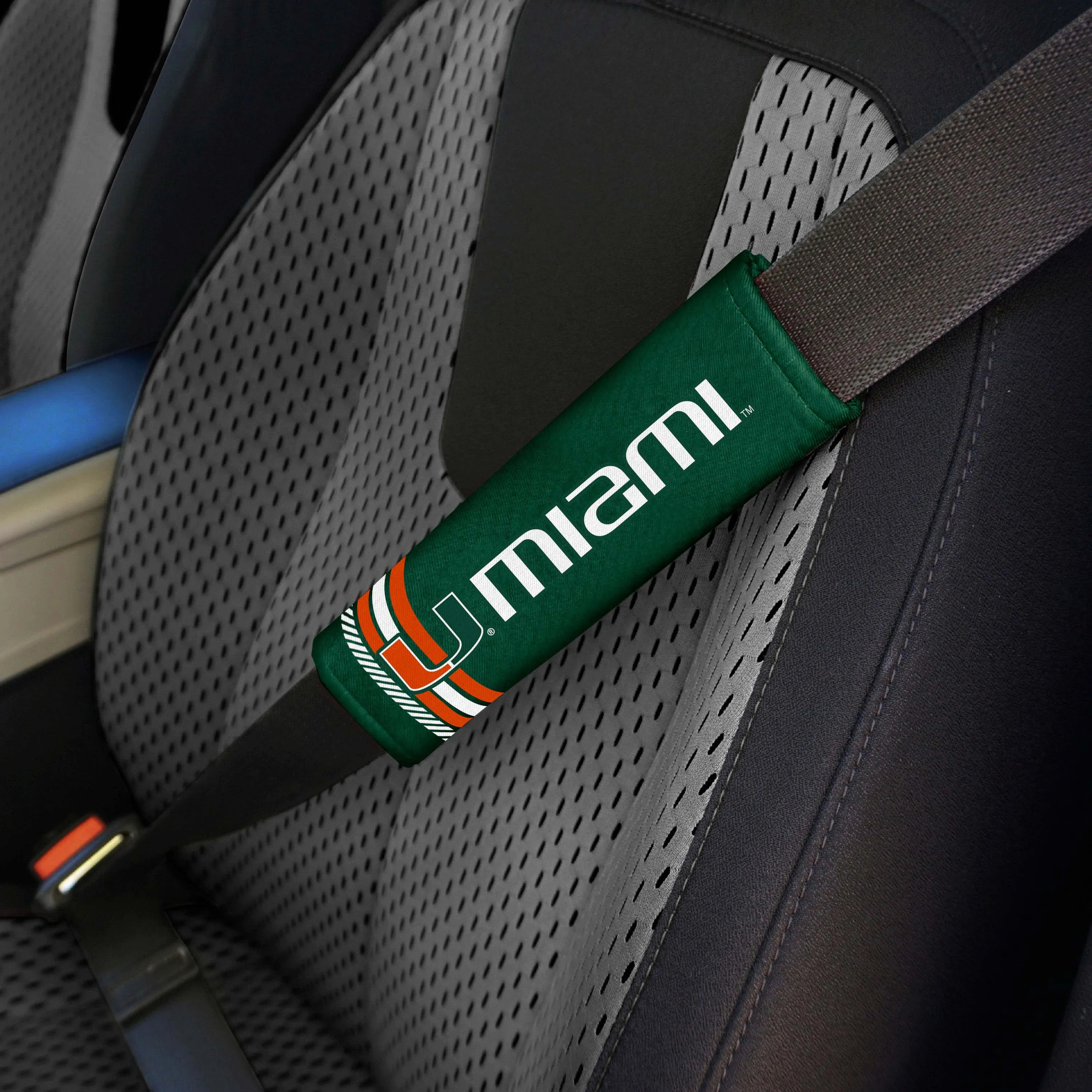 Fanmats Miami Hurricanes Team Color Rally Seatbelt Pad - 2 Pieces