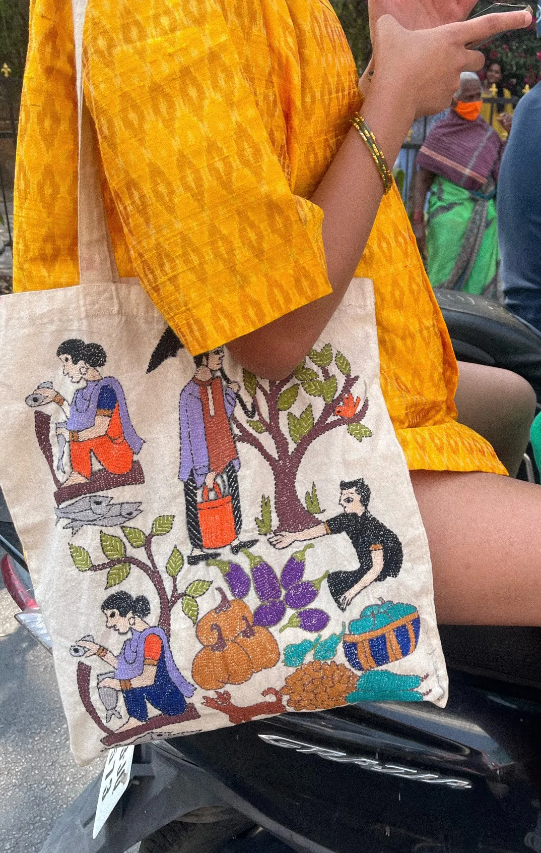 Fish Market Kantha Bag