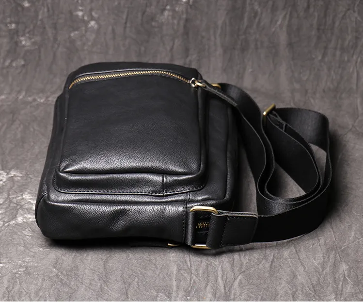 Full Grain Leather Shoulder Bag  Messenger Bag Casual Crossbody Bag