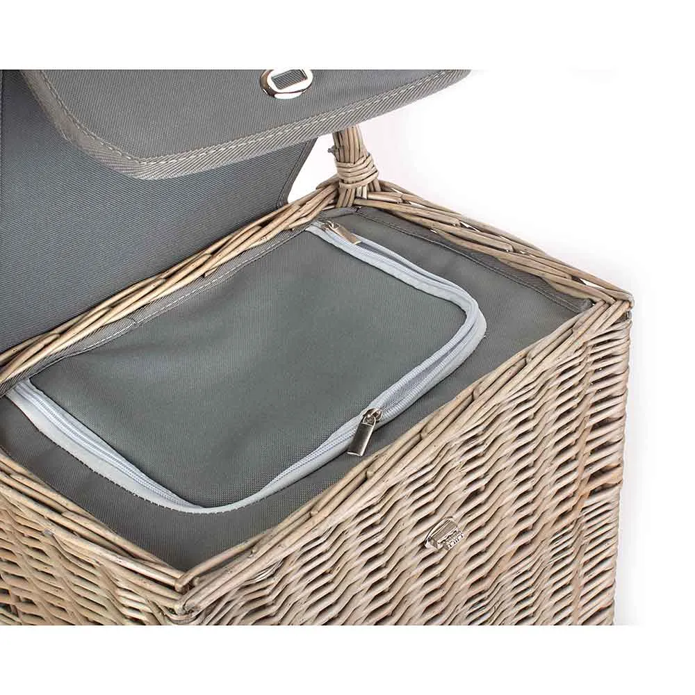 Fully Fitted Picnic Basket Hamper in Grey Two Person 098 by Willow