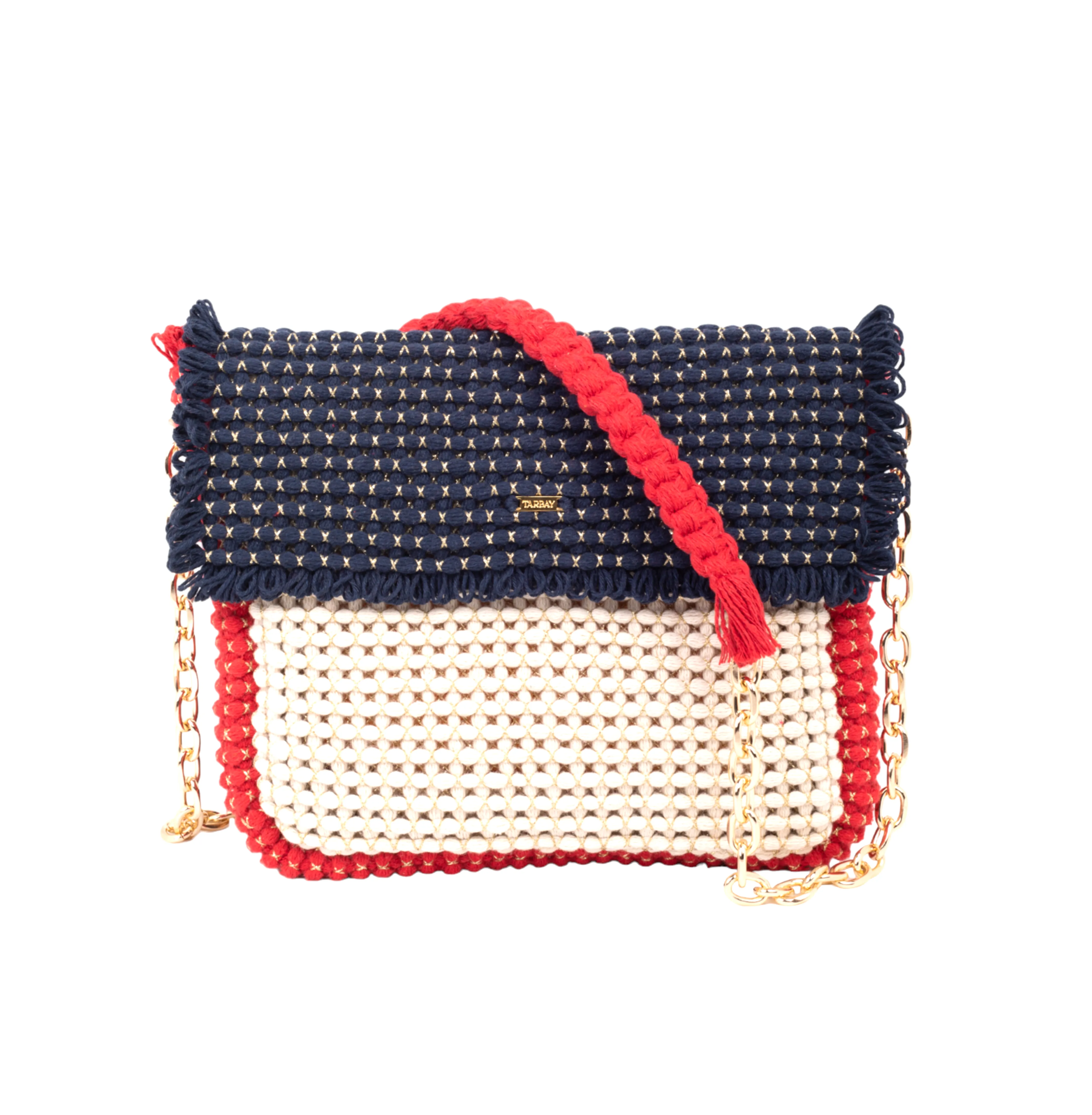 Gossypium Flat Crossbody - Blue, Red & Buttercream