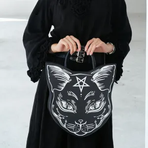 Gothic Top Handle Pentacle Punk Cat Style Fashion Bag