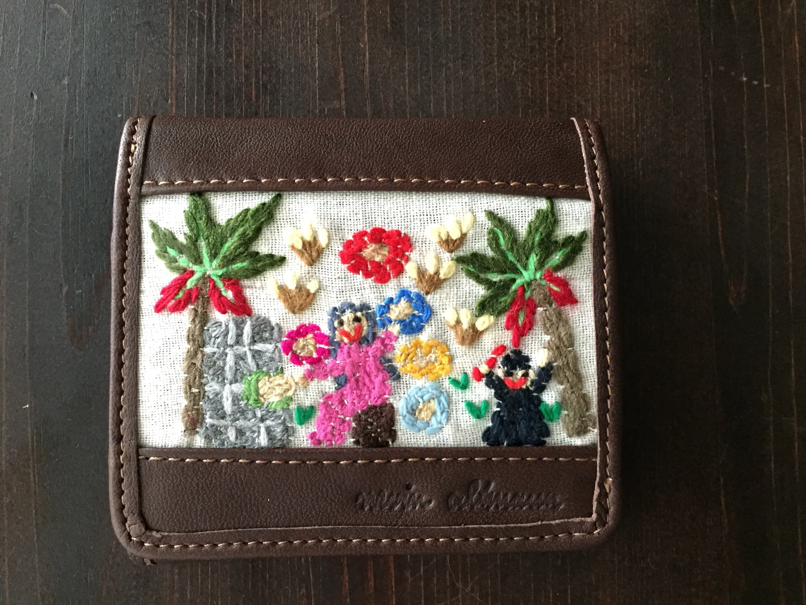 Handmade Leather Wallet with Hand Embroidery - Euro Wallet