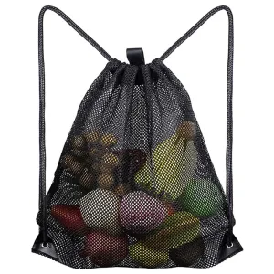 Heavy Duty Mesh Drawstring Backpack Bags Multifunction Ventilated Bag for Soccer ball