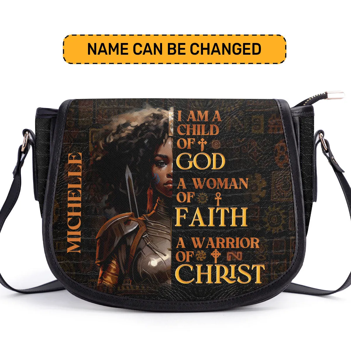 I Am A Child Of God Personalized Leather Saddle Bag - Religious Bags For Women