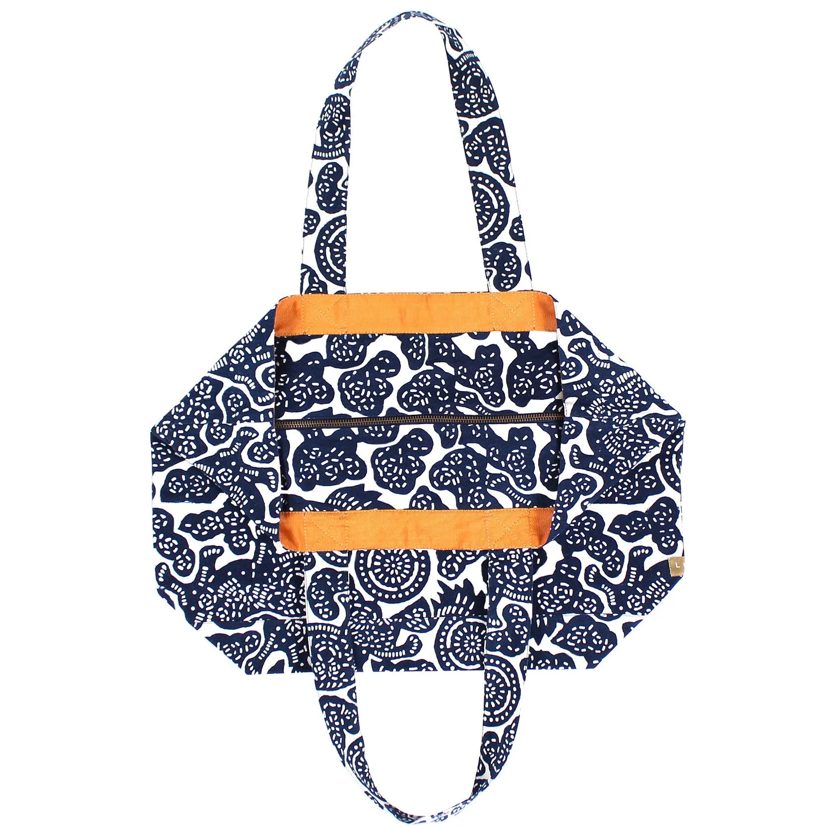 Indigo Hand-dyed Cotton Foo Dog Tote Bags