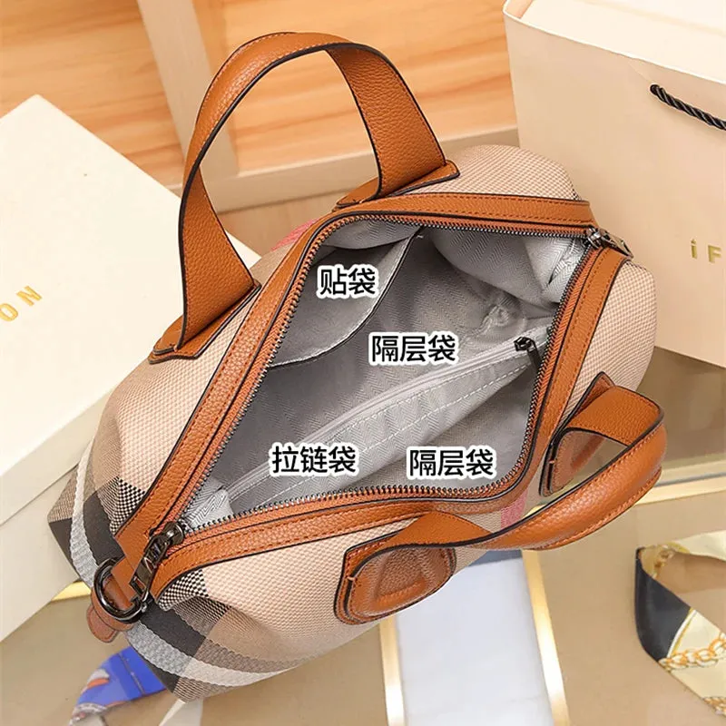 Lady Handbag Plaid Canvas Women Messenger Shoulder Bag Crossbody Bag