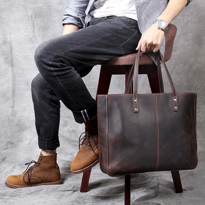 Large Storage Vintage Leather Handle Bags for Men&women