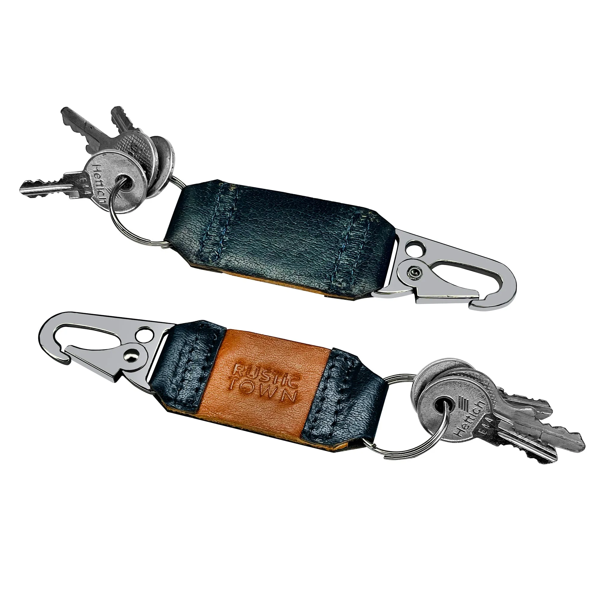 Leather Key Ring Holder - Compact Belt Keychain with Fob Car Key Chain