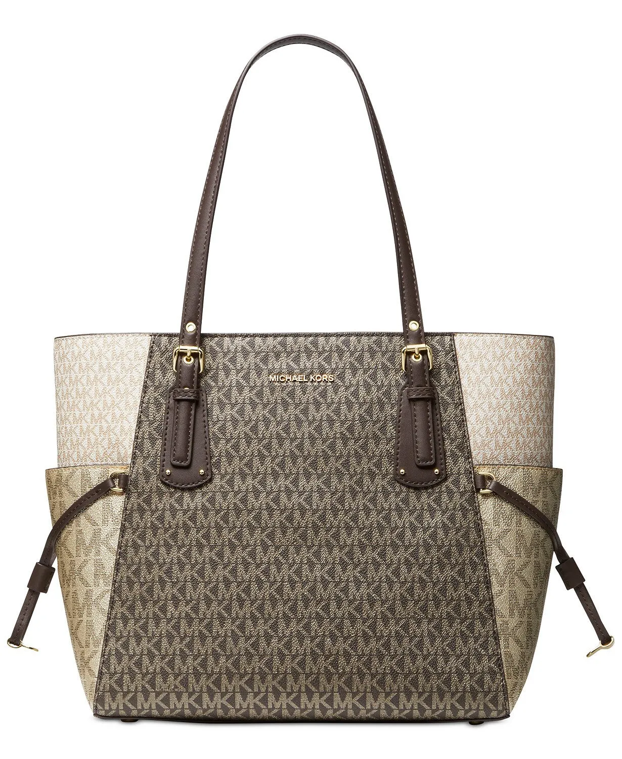 Michael Kors Women's Brown/Pale Gold Signature Voyager East West Tote