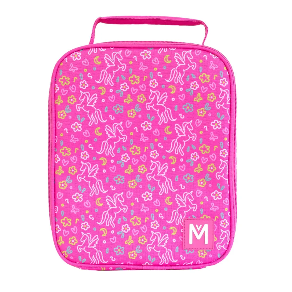 MontiiCo Large Lunch Bag & Sipper Bottle Bundle - Bonus Bumper! - Unicorn Magic Pink