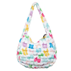 Multicolored Coquette Bows Wholesale Quilted Tote Bag