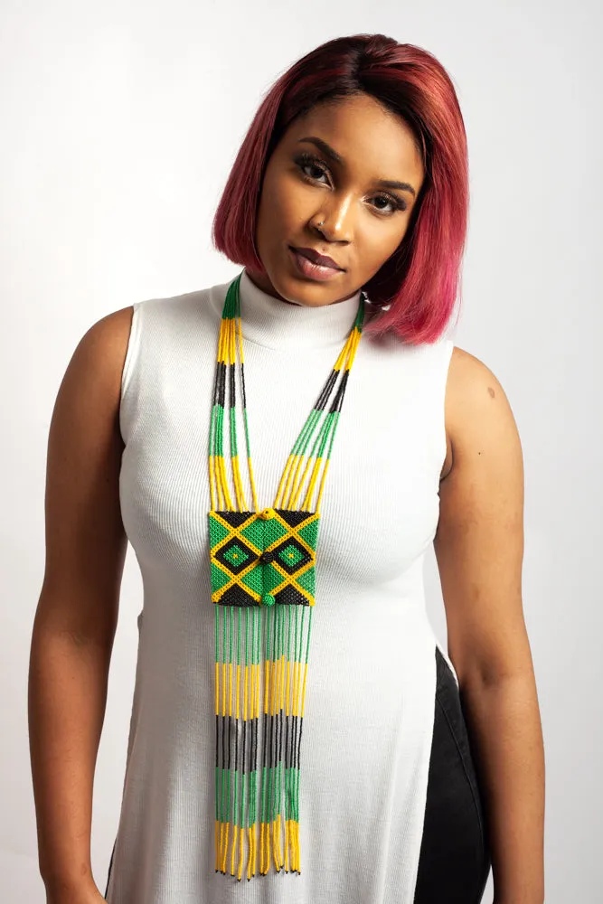 Multicoloured and Country Flag Colours Ndebele Tie Necklace