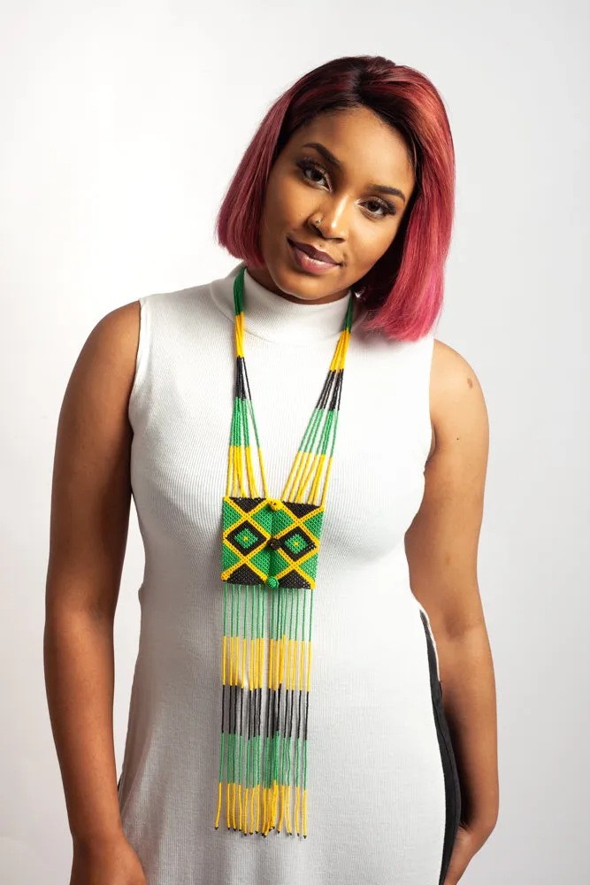 Multicoloured and Country Flag Colours Ndebele Tie Necklace