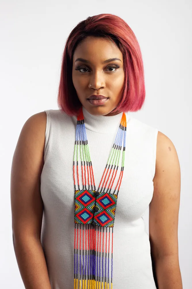 Multicoloured and Country Flag Colours Ndebele Tie Necklace