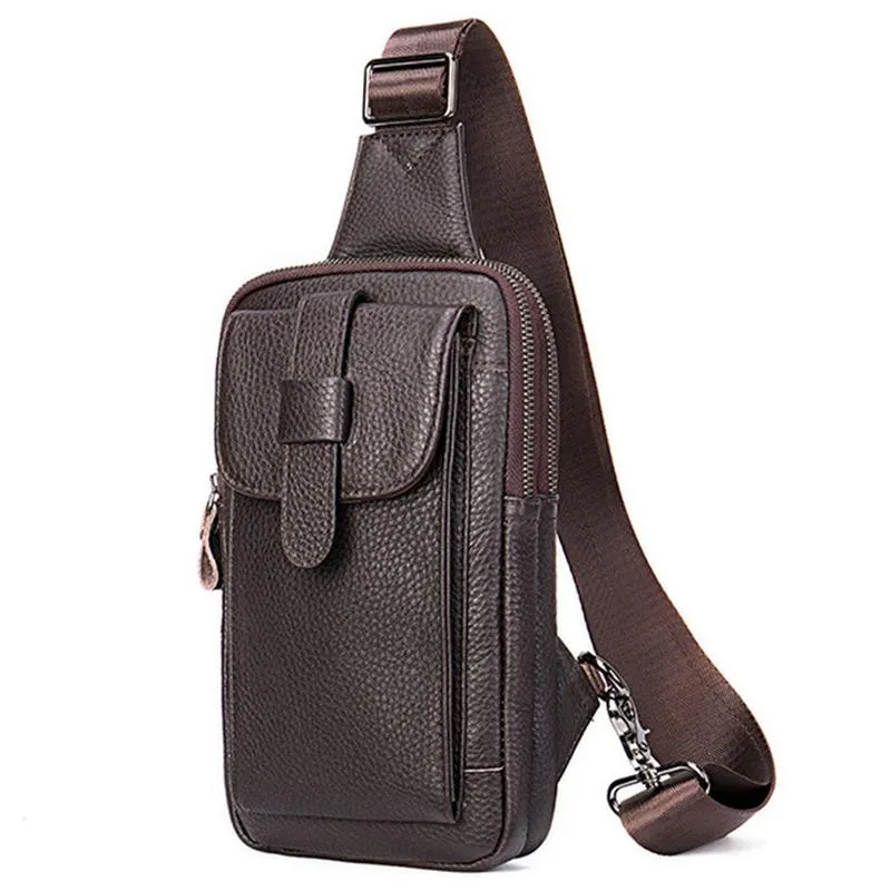 Outdoor Daily Casual Leather Crossbody Packs Chest Bag For Men