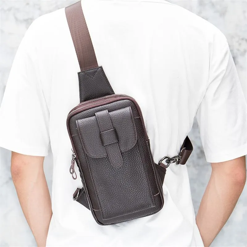 Outdoor Daily Casual Leather Crossbody Packs Chest Bag For Men