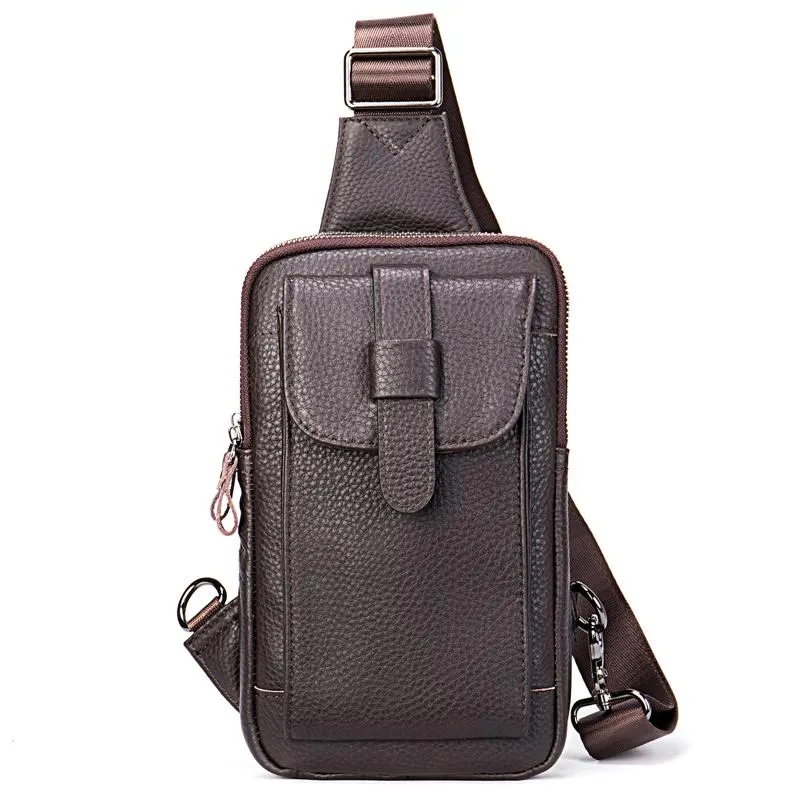 Outdoor Daily Casual Leather Crossbody Packs Chest Bag For Men