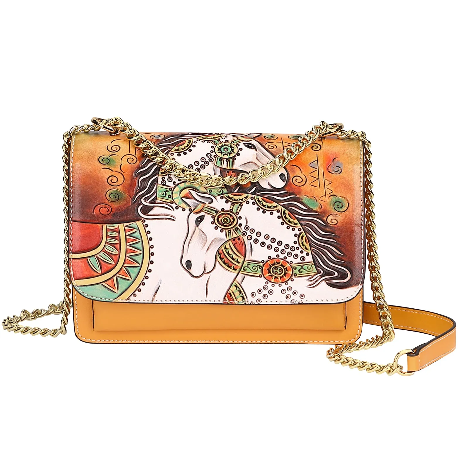 PIJUSHI Leather Crossbody Women Hand Painted Purses