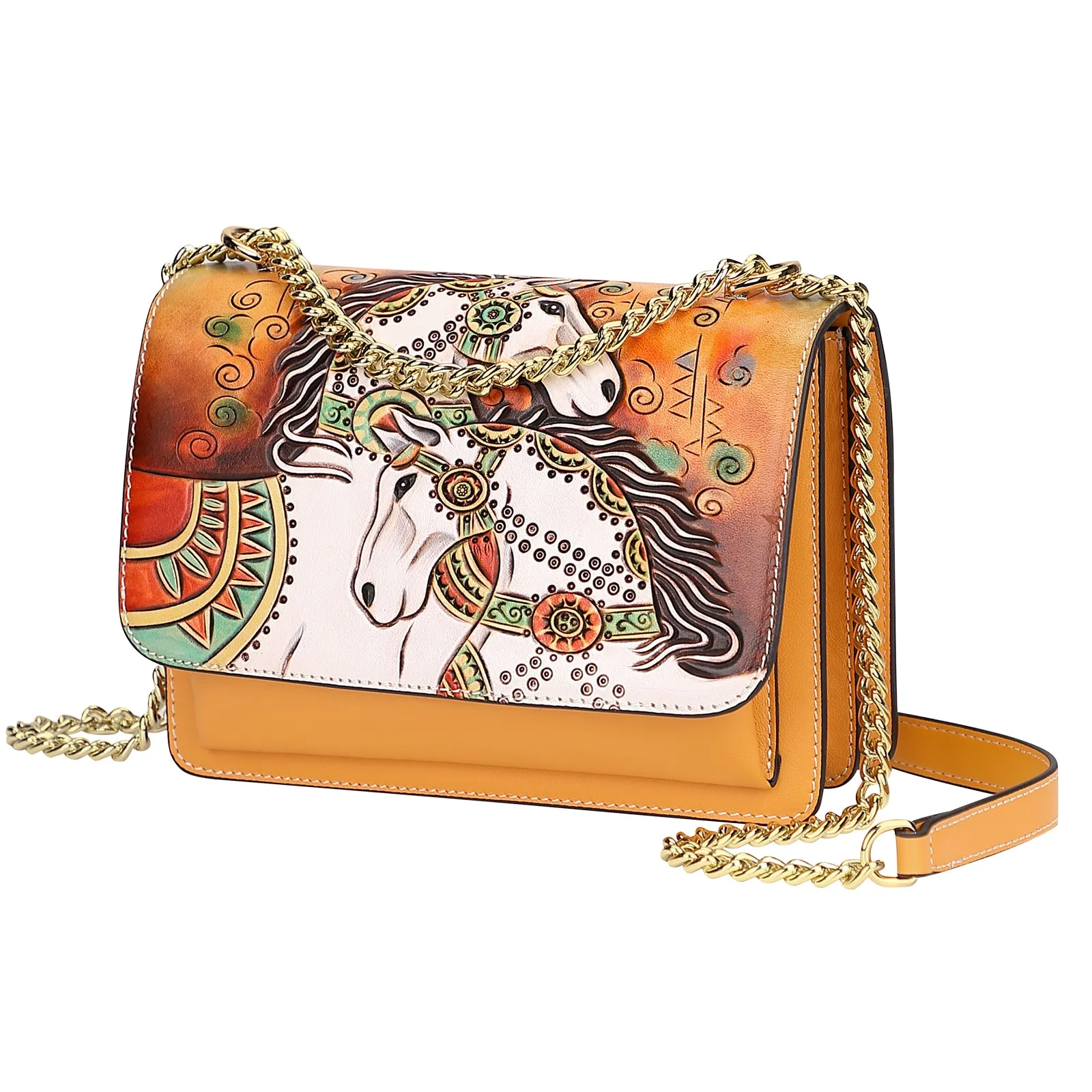 PIJUSHI Leather Crossbody Women Hand Painted Purses