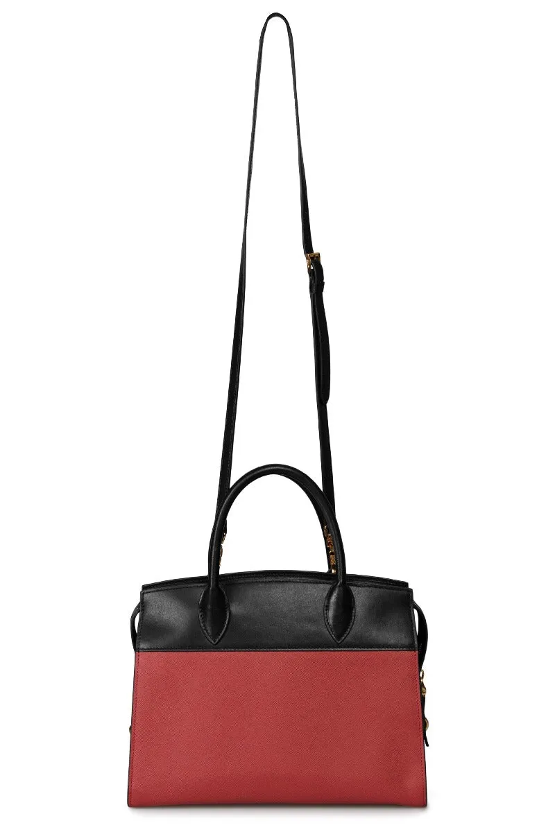 Prada Esplanade Leather Tote In Red and Black